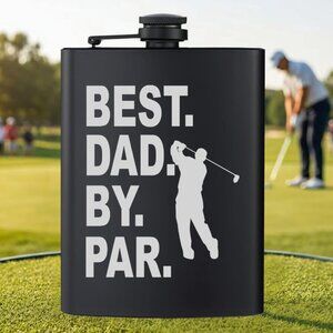 Personalized Best Dad By Par Golf Sports Black Flask | Golf | Sports | Dad